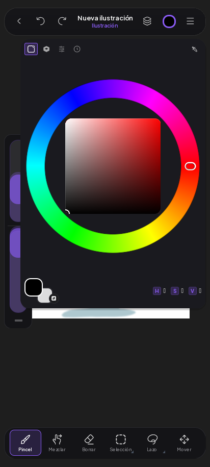 Panel de color con anillo de tono y cuadrado de saturación y brillo