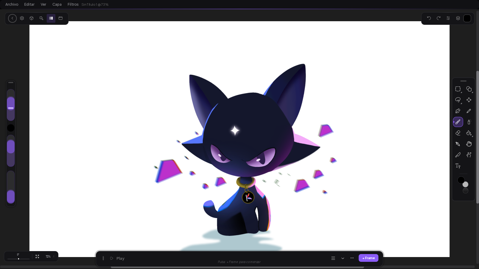Barra de animación simple bajo el lienzo